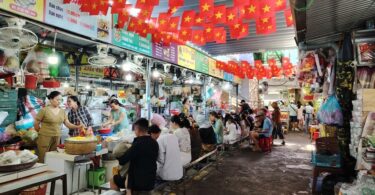 Food corner in Dong Ba Market in Hue City