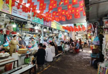 Food corner in Dong Ba Market in Hue City