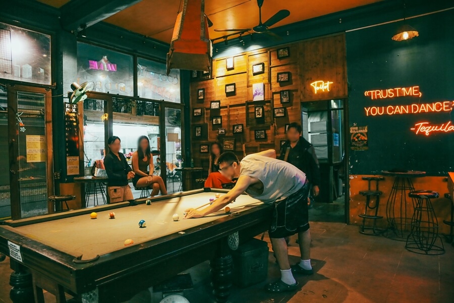 Pool game table at the restaurant