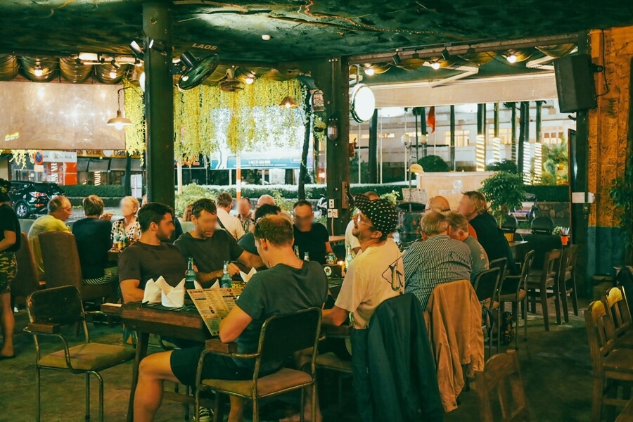 Guests at the restaurant looked from inside