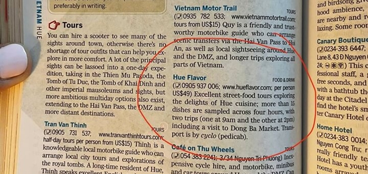 Hue Flavor on Lonely Planet Book Page